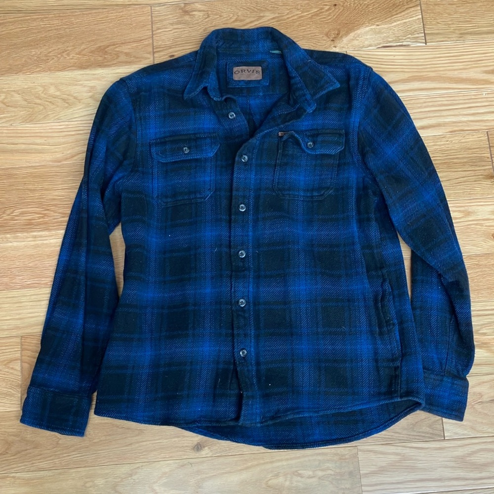 Orvis Navy and Black Plaid Shirt